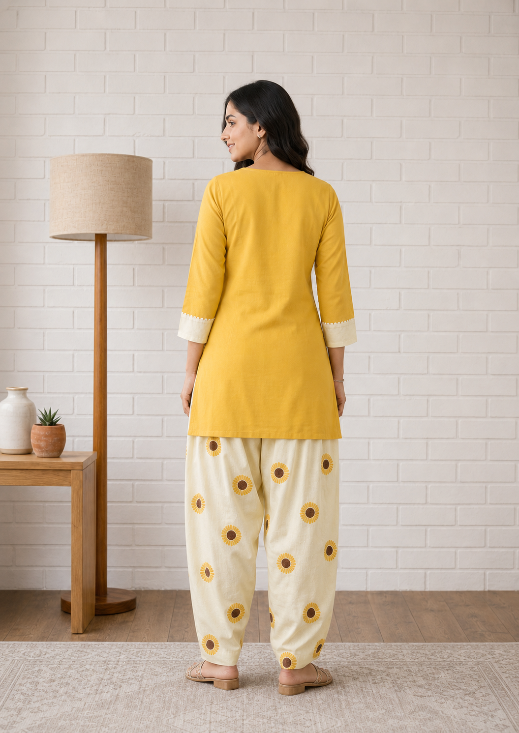 Yellow Pure Cotton Kurta and Pants