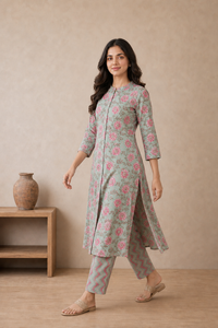 Mint Green Pure Cotton Kurta and Pants