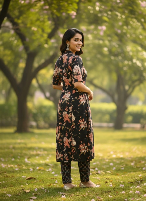 Black Pure Cotton Kurta and Pants