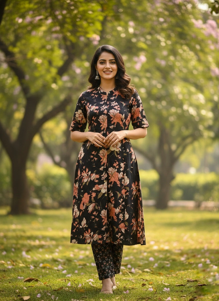 Black Pure Cotton Kurta and Pants