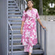 Pink Floral Cotton Kurta Set with Palazzo Pants for Women
