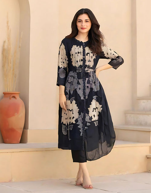 Blue Pure Cotton Kurta Set For Women