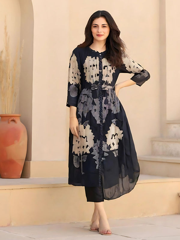 Blue Pure Cotton Kurta Set For Women
