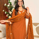 Brown Cotton Anarkali Kurta Set for Women