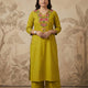 Yellow Rose Embroidered Kurta Set For Women