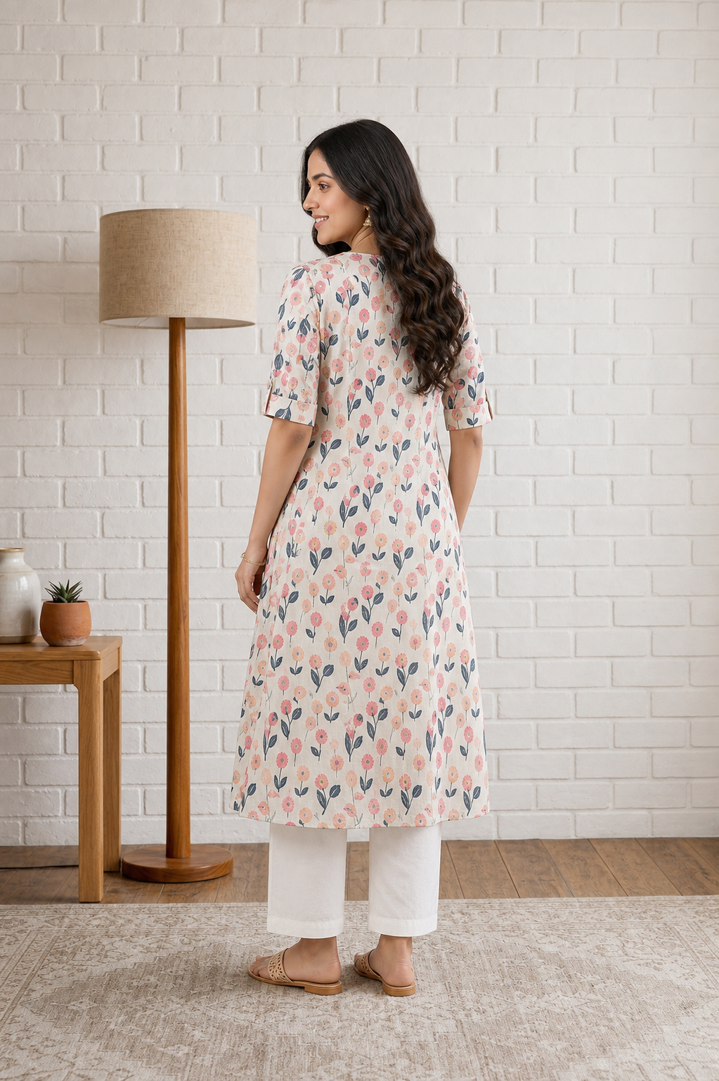 Multicolour Pure Cotton Kurta and Pants