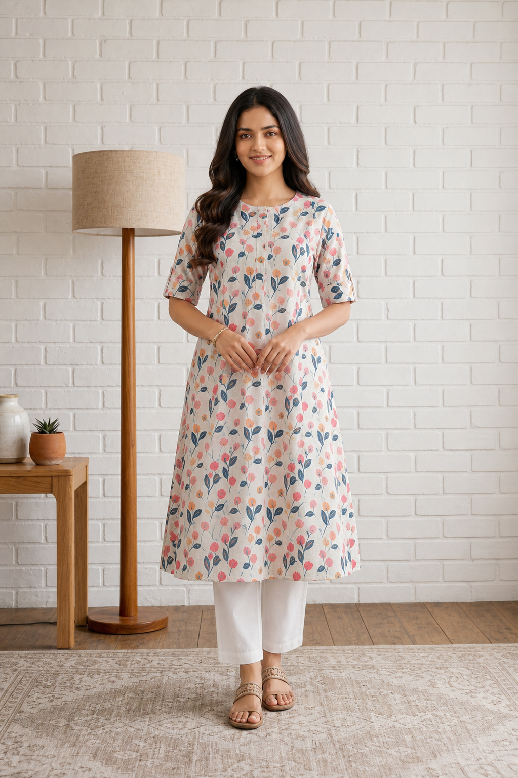 Multicolour Pure Cotton Kurta and Pants