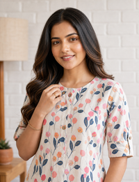 Multicolour Pure Cotton Kurta and Pants
