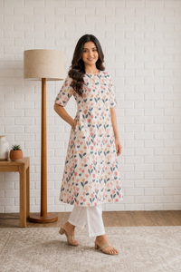 Multicolour Pure Cotton Kurta and Pants