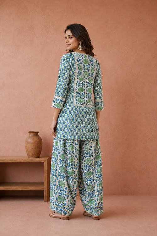 Green Pure Cotton Kurta and Salwar