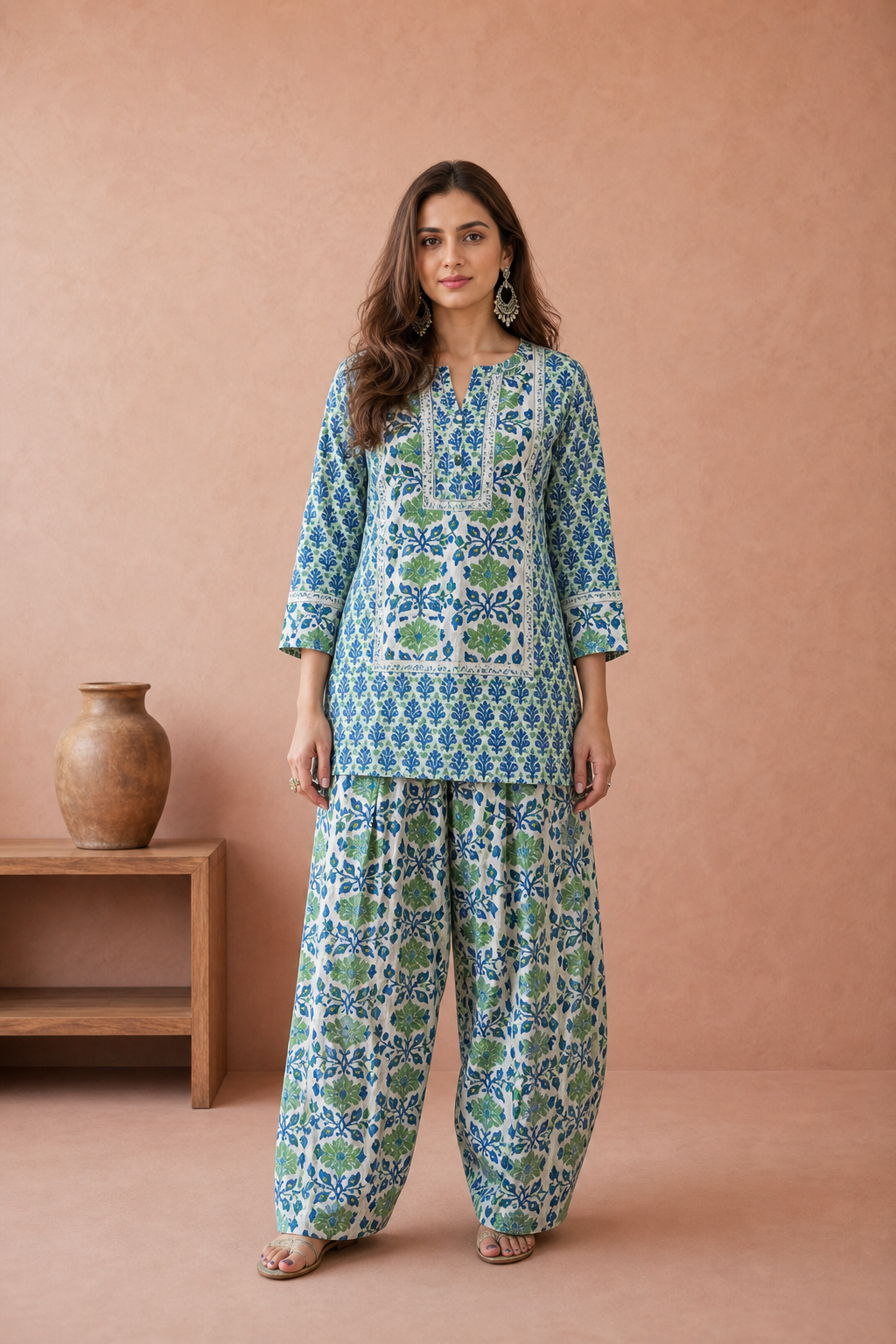 Green Pure Cotton Kurta and Salwar