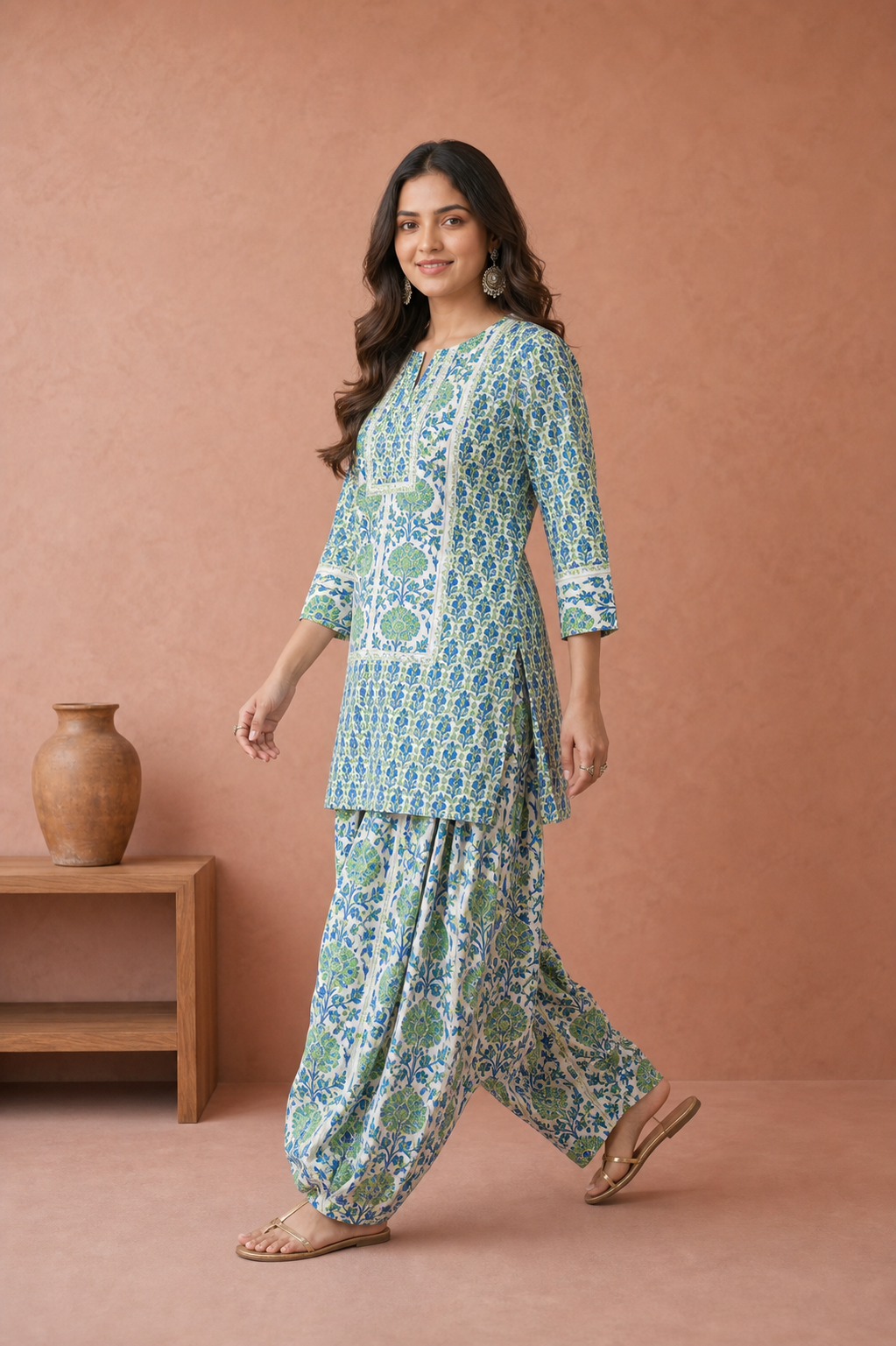 Green Pure Cotton Kurta and Salwar