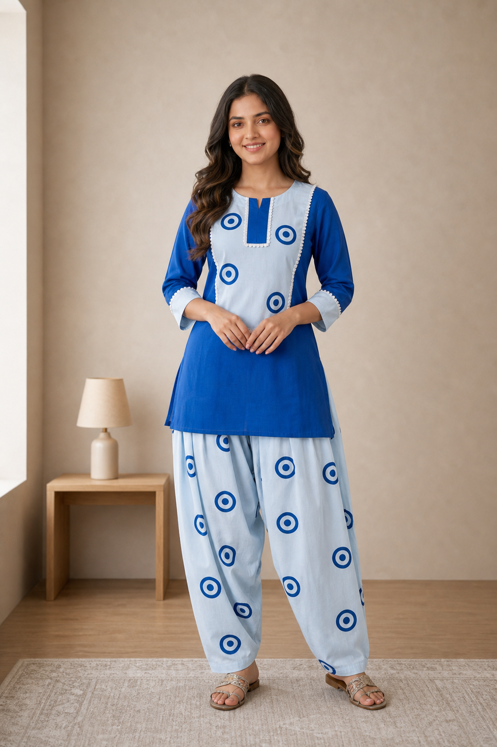 Blue Pure Cotton Kurta and Pants
