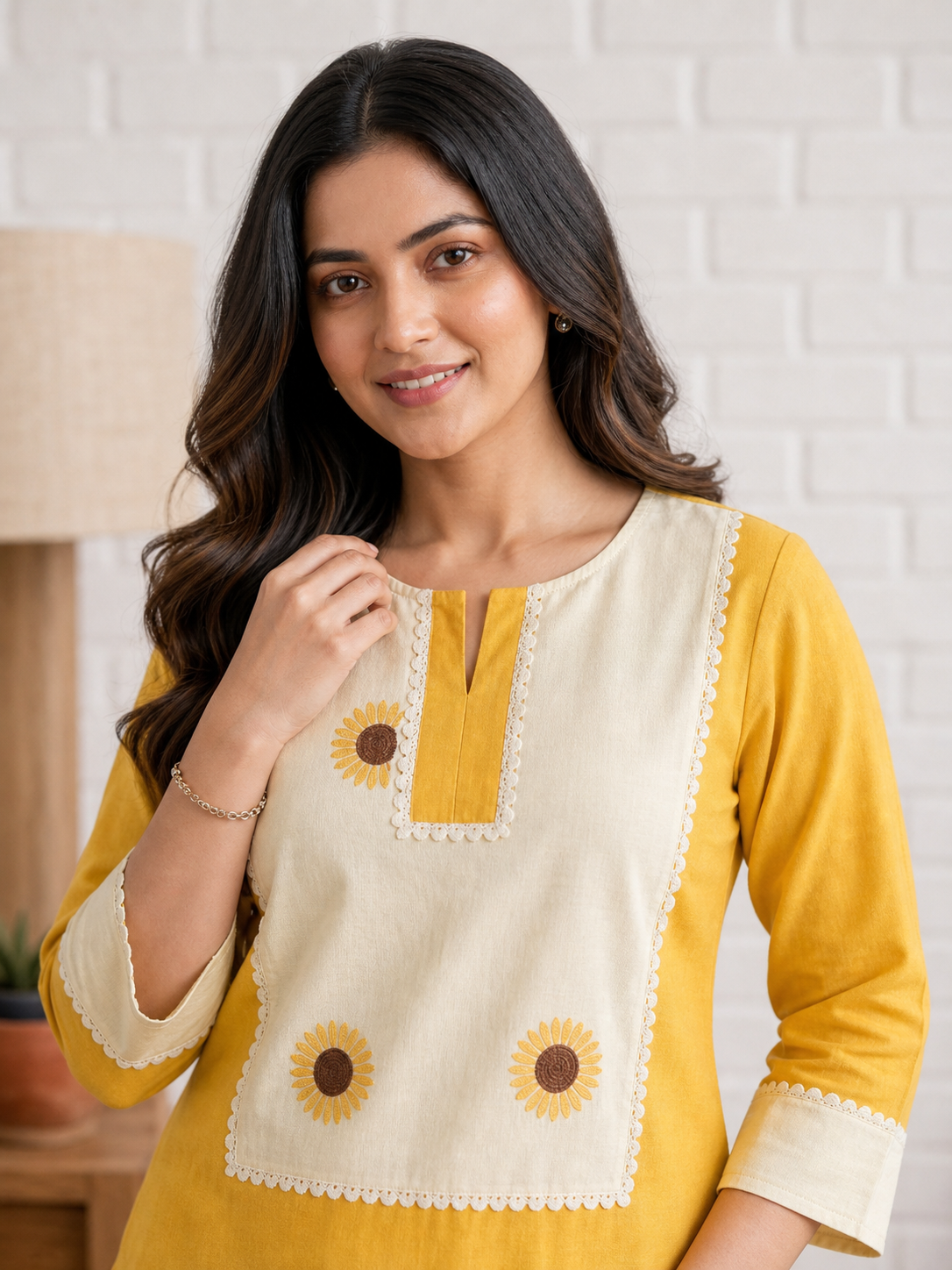 Yellow Pure Cotton Kurta and Pants