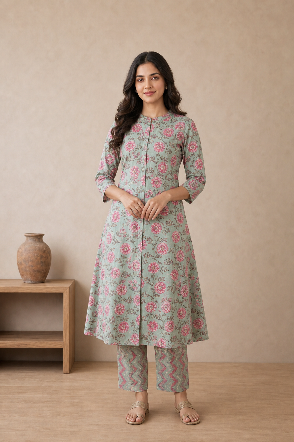 Mint Green Pure Cotton Kurta and Pants
