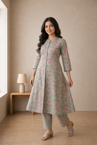 Mint Green Pure Cotton Kurta and Pants